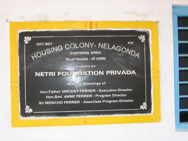 The Nelangonda Housing Colony plaque. Source: Vicente Ferrer Foundation