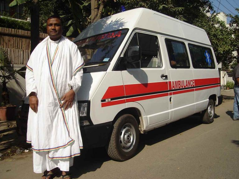 The donated ambulance in operation. Source: Antyodaya Niketan