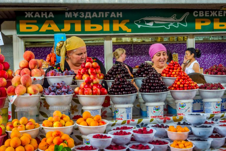 Women selling fruit in the Almaty market. Source: Ana Flasker