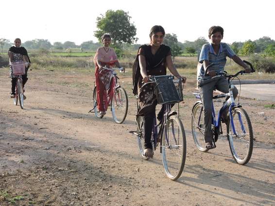 Girls with their new bikes. Source: Vicente Ferrer Foundation