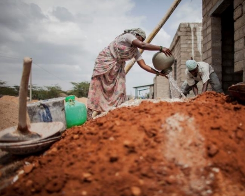 Construction of houses in Kothachevuru. Source: Vicente Ferrer Foundation