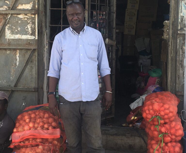 Emile Ndione in his food shop in Thies, Senegal. Source: Caurie