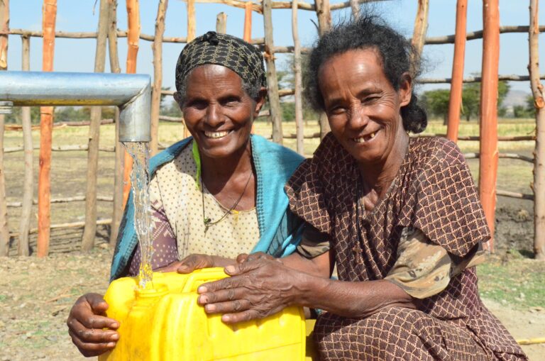 Two women from the villages of Debub Sodo at one of the shallow borehole's Netri funded in 2021. Source: A Glimmer of Hope