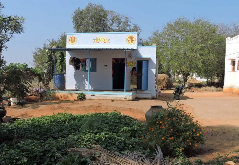 Vista de una casa en la colonia de 14 viviendas en Hanumanthanahalli. Fuente: Fundación Vicente Ferrer